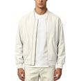 thumbnail image 1 of MXALUOB Men's Bomber Jacket Lightweight Full Zip Ribbed Baseball Collar Trendy Outerwear Solid Flight Windbreaker Casual Zip Jacket, 1 of 6