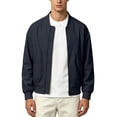 thumbnail image 1 of MXALUOB Men's Bomber Jacket Lightweight Full Zip Ribbed Baseball Collar Trendy Outerwear Solid Flight Windbreaker Casual Zip Jacket, 1 of 6