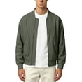 thumbnail image 1 of MXALUOB Men's Bomber Jacket Lightweight Full Zip Ribbed Baseball Collar Trendy Outerwear Solid Flight Windbreaker Casual Zip Jacket, 1 of 6