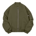 thumbnail image 1 of MXALUOB Men's Bomber Jacket Lightweight Full Zip Utility Flight Jackets with Pocket Ribbed Cuffs Baseball Collar Solid Casual Tops, 1 of 5