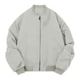 thumbnail image 1 of MXALUOB Men's Bomber Jacket Lightweight Full Zip Utility Flight Jackets with Pocket Ribbed Cuffs Baseball Collar Solid Casual Tops, 1 of 5