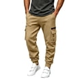 thumbnail image 1 of MXALUOB Men's Cargo Joggers Elastic Waist Drawstring Utility Winter Pants Solid Color Cinch Bottom Casual Trousers with Multi Pockets, 1 of 6