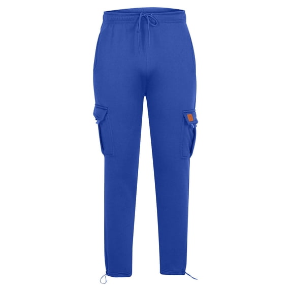 MXALUOB Men's Cargo Pants Drawstring Casual Regular Fit Sportstyle Pant with Multi Pockets Solid Color Utility Trousers for Gym Running