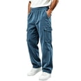 thumbnail image 1 of MXALUOB Men's Corduroy Pants Cargo Textured Drawstring Trousers with Flap Pockets Ribbed Wide Leg Elastic Waist Casual Pant for Winter, 1 of 6