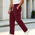 thumbnail image 1 of MXALUOB Men's Corduroy Pants Wide Leg Textured Winter Cargo Pants Drawstring Elastic Waist Trousers with Pockets for Daily Wear, 1 of 6