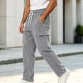 thumbnail image 1 of MXALUOB Men's Corduroy Pants Wide Leg Textured Winter Cargo Pants Drawstring Elastic Waist Trousers with Pockets for Daily Wear, 1 of 6