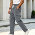 thumbnail image 1 of MXALUOB Men's Corduroy Pants Wide Leg Textured Winter Cargo Pants Drawstring Elastic Waist Trousers with Pockets for Daily Wear, 1 of 6