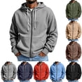 thumbnail image 1 of MXALUOB Men's Full Zip Hoodie Waffle Knit Long Sleeve Hooded Sweatshirt with Drawstring Casual Solid Color Jacket Fall Winter Outfits, 1 of 10