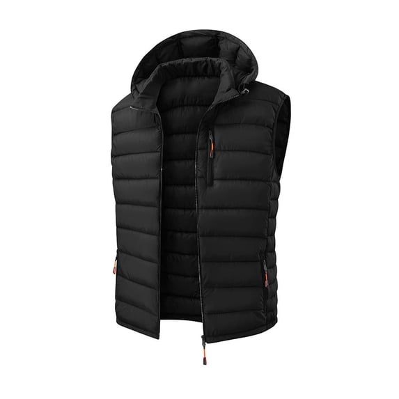 MXALUOB Men's Hooded Vest Puffer Quilted Full Zip Sleeveless Jackets with Zipper Pockets Stylish Winter Vests Outdoor Daily Wear