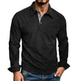 thumbnail image 1 of MXALUOB Men's Long Sleeve Golf Shirts Corduroy Turn Down Collar Shirt with Chest Pocket 3 Buttons Solid Color Textured Classic Tops, 1 of 5
