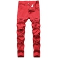 thumbnail image 1 of MXALUOB Ripped Jeans for Men Distressed Destroyed Slim Fit Pants with Five Pocket Button Closure Straight Leg Stylish Streetwear, 1 of 6
