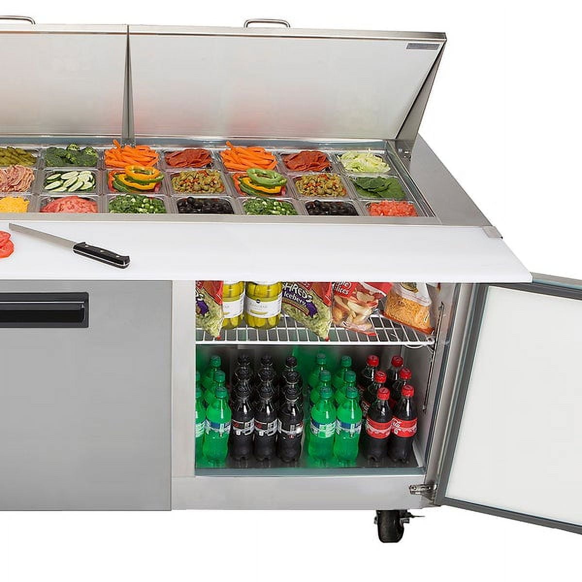 Stainless Steel 18 Cu Ft 3-Door Commercial Prep Refrigerator
