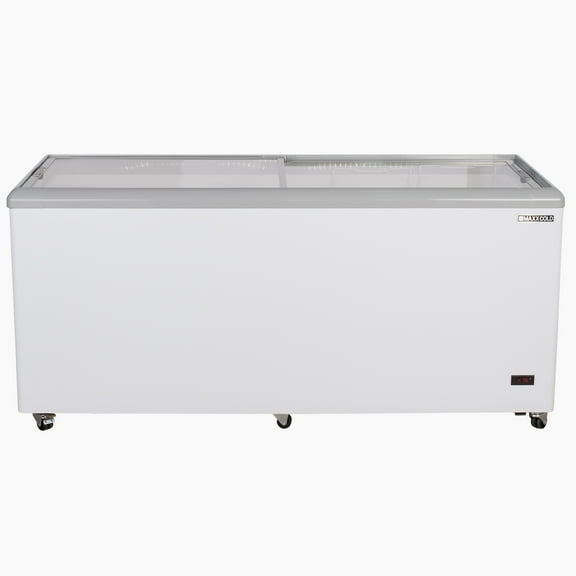 Maxx Cold Sliding Glass Top Mobile Ice Cream Display Freezer, 71"W, 16 cu. ft. (453L) Storage Capacity, Equipped with 5 Baskets, in White (MXF71F)