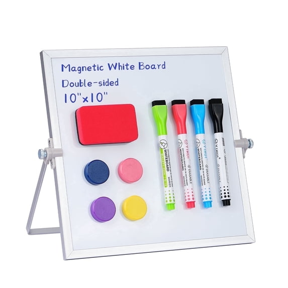 MXG Magnetic Whiteboard 10x10 Inch, Double-Sided Dry Erase Board with Marker , Whiteboard Eraser,magnetic for Office ,Home