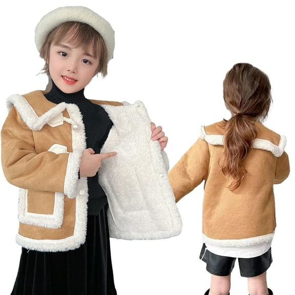 MXIEZI 1-12 Y Girls Leather Outerwear Girls Fall Winter Padded Windproof Thick Warm Coats for Kids Toddler Fleece Lined Jacket