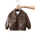 thumbnail image 1 of MXIEZI 1-12T Kids Baby Boys Fall Lapel Leather Outerwear Coats Toddler Spring Casual Jacket, 1 of 9