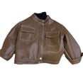 thumbnail image 1 of MXIEZI 1-14T Kids Toddler Boys Fall Spring Leather Coat Jacket Baby Zip up Casual Outerwear, 1 of 8
