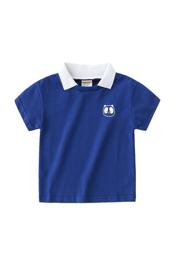 1-6 Years Toddler Kids Summer Lapel Short Sleeve Tees for Boys Cute Panda Print Tops