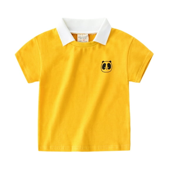 MXIEZI 1-6 Years Toddler Kids Summer Lapel Short Sleeve Tees for Boys Cute Panda Print Tops