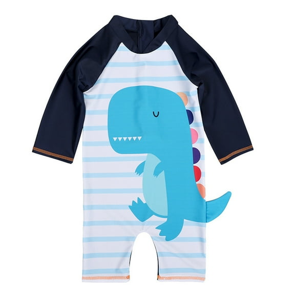 MXIEZI 1-7 Years Old Boys Girls 3/4 Sleeve Swimsuits Kids Cartoon UV 50  One Pieces Bathing Suits Printing Swimsuit