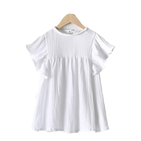 MXIEZI 1-7 Years Toddler Baby Girls Cotton Dresses Kids Solid Colour Sundress Summer Dress Princess Skirt Little Girls Clothes