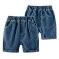 thumbnail image 1 of MXIEZI 1-8 Years Boys Denim Shorts Summer Casual Short Pants Toddler Kids Elastic Waist Jeans Shorts, 1 of 9