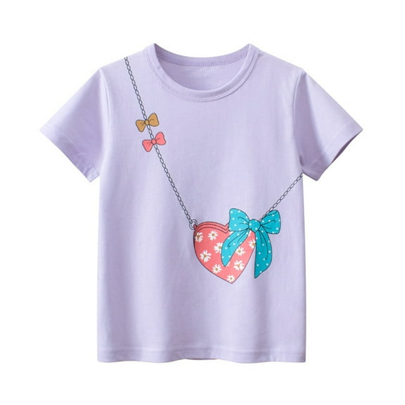 MXIEZI 1-8T Girls T-Shirt Summer Cotton Tees Tops for Kids Toddler Half-Sleeved Tees Shirt Clothes Baby Girls Soft Printed Pullover