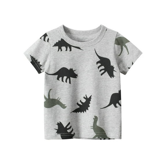 MXIEZI 1-9 Years Boys Summer Printed T-Shirts for Kids Baby Cartoon Pullover Tees Tops Toddler Short Sleeve Tees Shirts for Boys