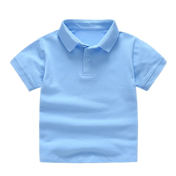 MXIEZI 1-9 Years Toddler Baby Boys Girls Summer T-Shirt Kids Lapel Cotton Tee Shirt Solid Color Casual Short Sleeve Tops