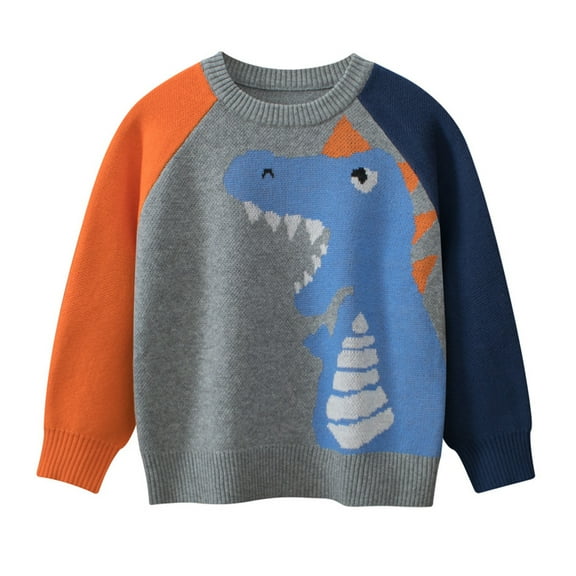 MXIEZI 1-9 Years old Baby Boys Knitted Sweaters Jacket Spring Long Sleeve Warm Jumper for Toddler Kids Cartoon Patterns Pullover Tops for Boys