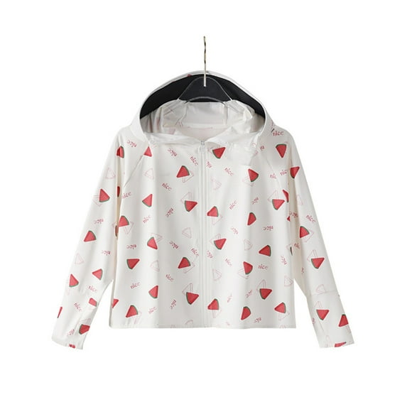 MXIEZI 2-10 Years Unisex Hooded Sun Protection Jacket for Kids Toddler Summer UPF 50+ Sun Shirt Air-Conditioned for Boys Girls Shirt Cartoon Sunsuits Zip Front Rashguard