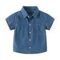 thumbnail image 1 of MXIEZI 2-10T Boys Denim Tees Shirts Toddler Casual Denim Shirt Baby Short Sleeve Button Shirt Kids cardigan Denim Tops, 1 of 8