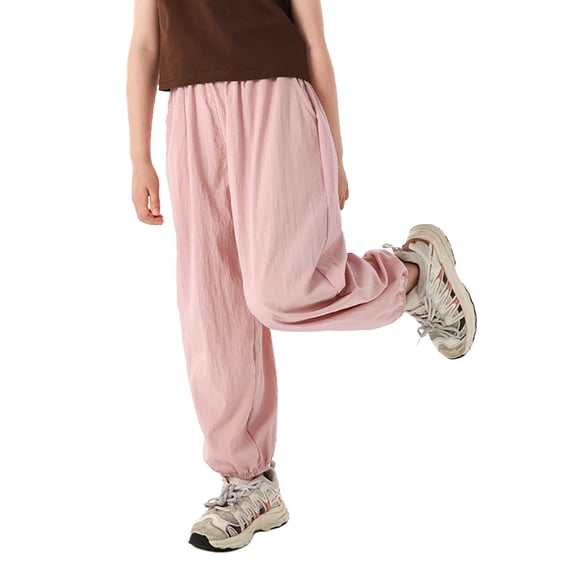 MXIEZI 2-12 Years Boys Girls Summer Solid Pants for Kids Toddler Casual Trousers with Drawstring Unisex Cotton Breathable Long Bloomers