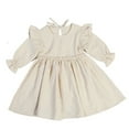 thumbnail image 1 of MXIEZI 2-6 Years Toddler Kids Dress for Baby Girls Solid Ruffle Long Sleeve Casual Dress Spring Fall One-Piece Dresses, 1 of 9