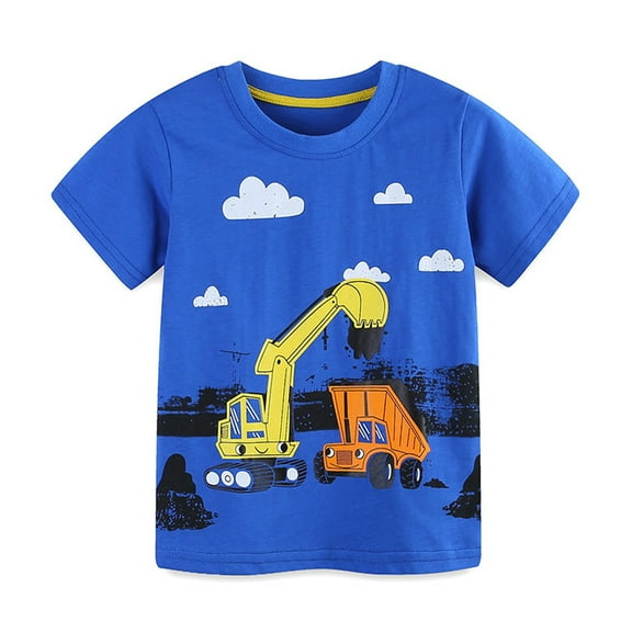 MXIEZI 2-8 Years Girls Short Sleeve T-Shirt for Baby Kids Boys Cartoon Print Pullover Tops Toddler Summer Clothes Cotton Tee Shirt