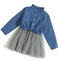 thumbnail image 1 of MXIEZI 2-8 Years old Girls Jeans Princess Mini Dresses Spring Fall Mesh Dresses for Toddler Kids Fashion Denim Dress, 1 of 9