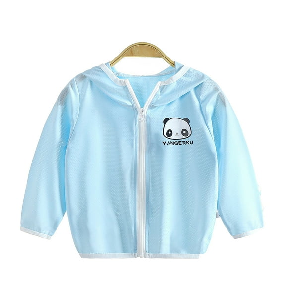 MXIEZI 3-12 Years Kids Unisex Ice Silk Sun Protection Jacket Boys Girls Toddler Summer Cartoon Print Sunsuits Baby Sun Shirt Light Air Conditioning Shirt Beach