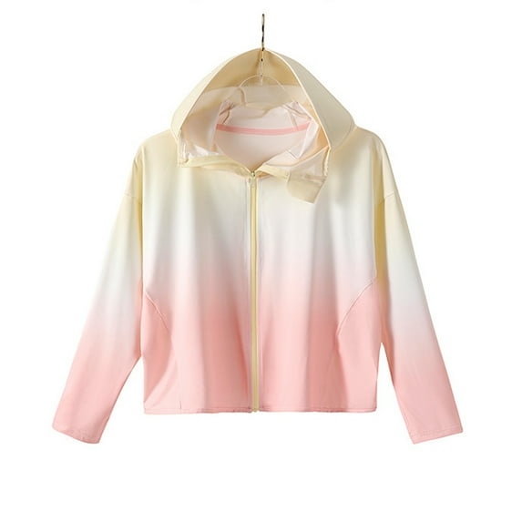 MXIEZI 3-14 Years Boys Girls Gradient Sun Protection Jacket for Toddler Kids Long Sleeve Sun Summer Shirt for Youth UV Protection Rash Guard Long Sleeves Hooded Sunsuits