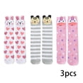 thumbnail image 1 of MXIEZI 3-15T Kids Girls Knee High Socks Toddler Long Boot Silly Tall Socks 3 Pairs, 1 of 11