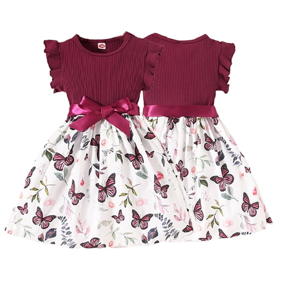 MXIEZI 3-7T Baby Girls Dresses Clothing Kids Toddler Floral Print Sleeveless Skirt Tutu Dress Summer Mid Length Pullover Princess Dress