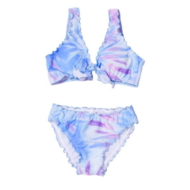 MXIEZI 3-8 Y Girls Swimwear Swimsuits Kids Toddler Bathing Bowknot Decoration Two-Piece Sets V-Neck Bikini