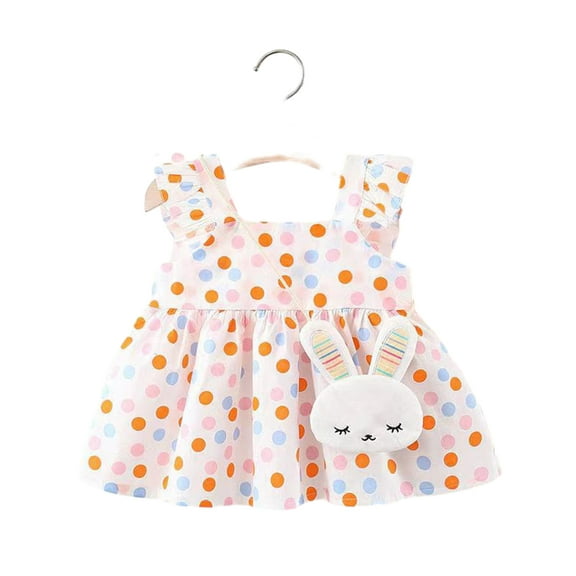 MXIEZI 3 Months - 4 Years Girls Halter Dresses Toddler Baby Printed Summer Skirt with Dragonfly Backpack for Infant Sleeveless Dress