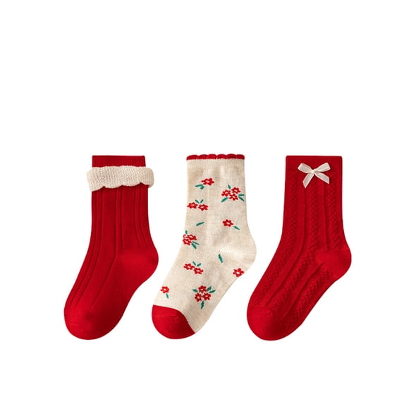 MXIEZI 3 Pack Kids Toddler Girls Cotton Crew Socks Athletic Socks for 1-12Y