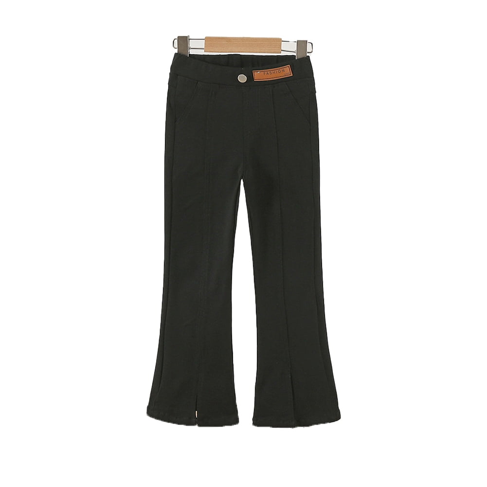 Girls Mustard Side Slit Bell Bottom Pants