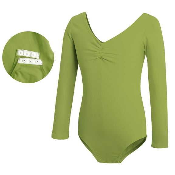 MXIEZI 5-16T Girls Summer Open Crotch Dance Outfit Gymnastics Leotards for Kids Toddler Cotton Practice Clothing Long-Sleeved Biketards for Girls