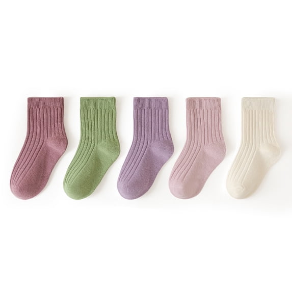 MXIEZI 5 Pairs Kids Toddler Cotton Crew Socks Athletic Socks for 1-12Y