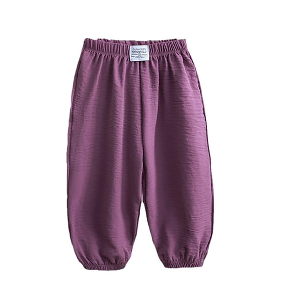 MXIEZI 6 M-10T Kids Summer Pants for Boys Girls Solid Colour Wide-Legged Trousers with Drawstring Unisex Anti-Mosquito Bloomers Pants for Infant Toddler