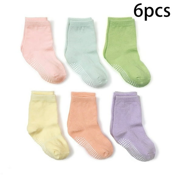 MXIEZI 6-Pair Boys Girls Ankle Crew Socks 0-7 Years Toddler Kids All-Season Cotton Socks