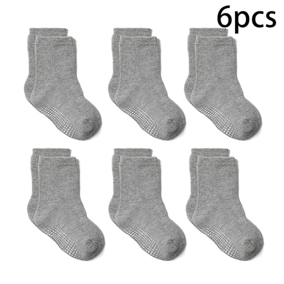 MXIEZI 6-Pair Boys Girls Ankle Crew Socks 0-7 Years Toddler Kids All-Season Cotton Socks