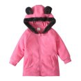 thumbnail image 1 of MXIEZI 9 Months to 6 Years old Newborns Toddlers Winter Hooded Jacket Plush Long-Sleeved Trench Coat with Zipper Thickened Windbreaker for Boys Girls Solid Color Warm Outerwear, 1 of 9